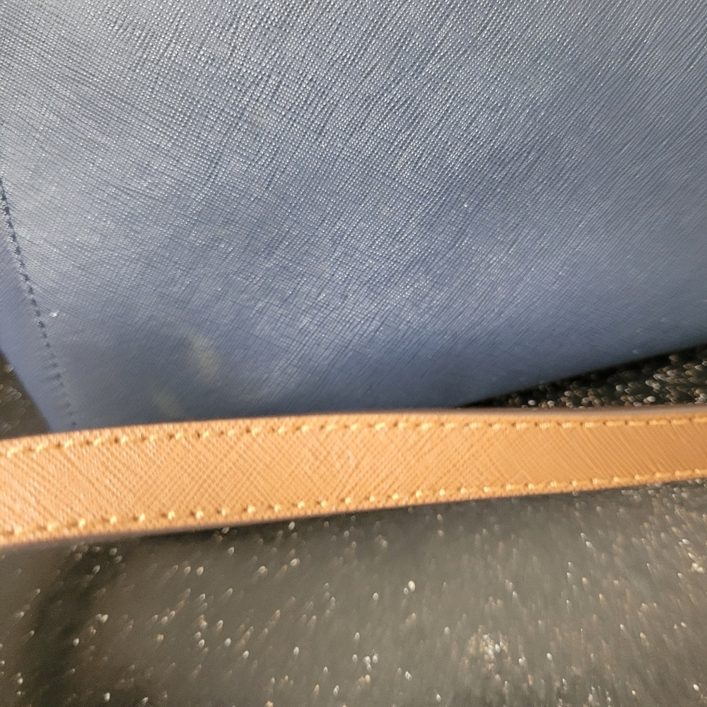 Michael Kors Navy Blue Ciara Satchel Bag With Brown Crossbody Strap - Picture 5 of 15